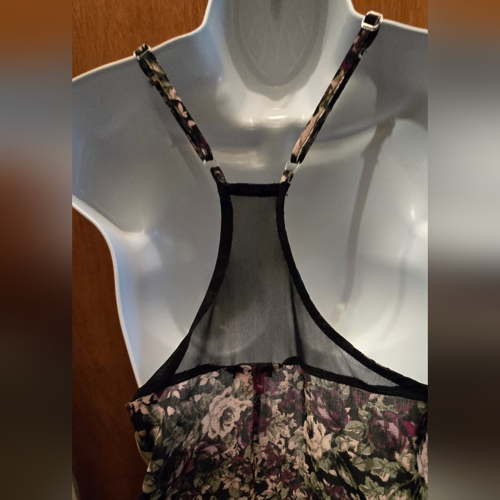 Self 🩷E Floral Camisole Top - Black & Purple SzM - Picture 6 of 7